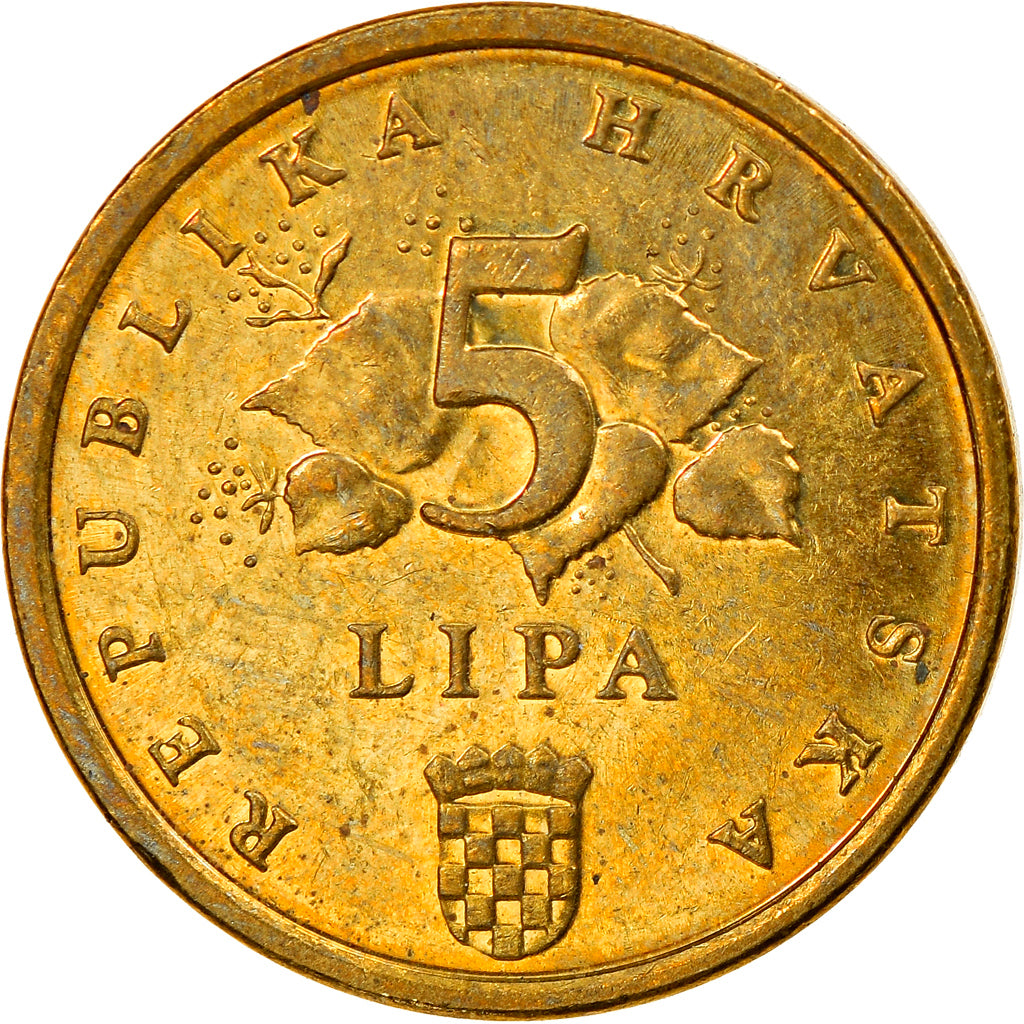Munten, Kroatië, 5 Lipa, 2013, ZF, Brass plated steel, KM:15
