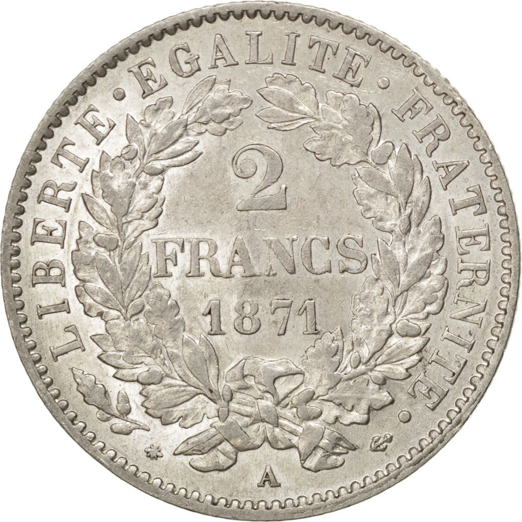 Coin, France, Cérès, 2 Francs, 1871, Paris, AU(50-53), Silver, KM:817.1
