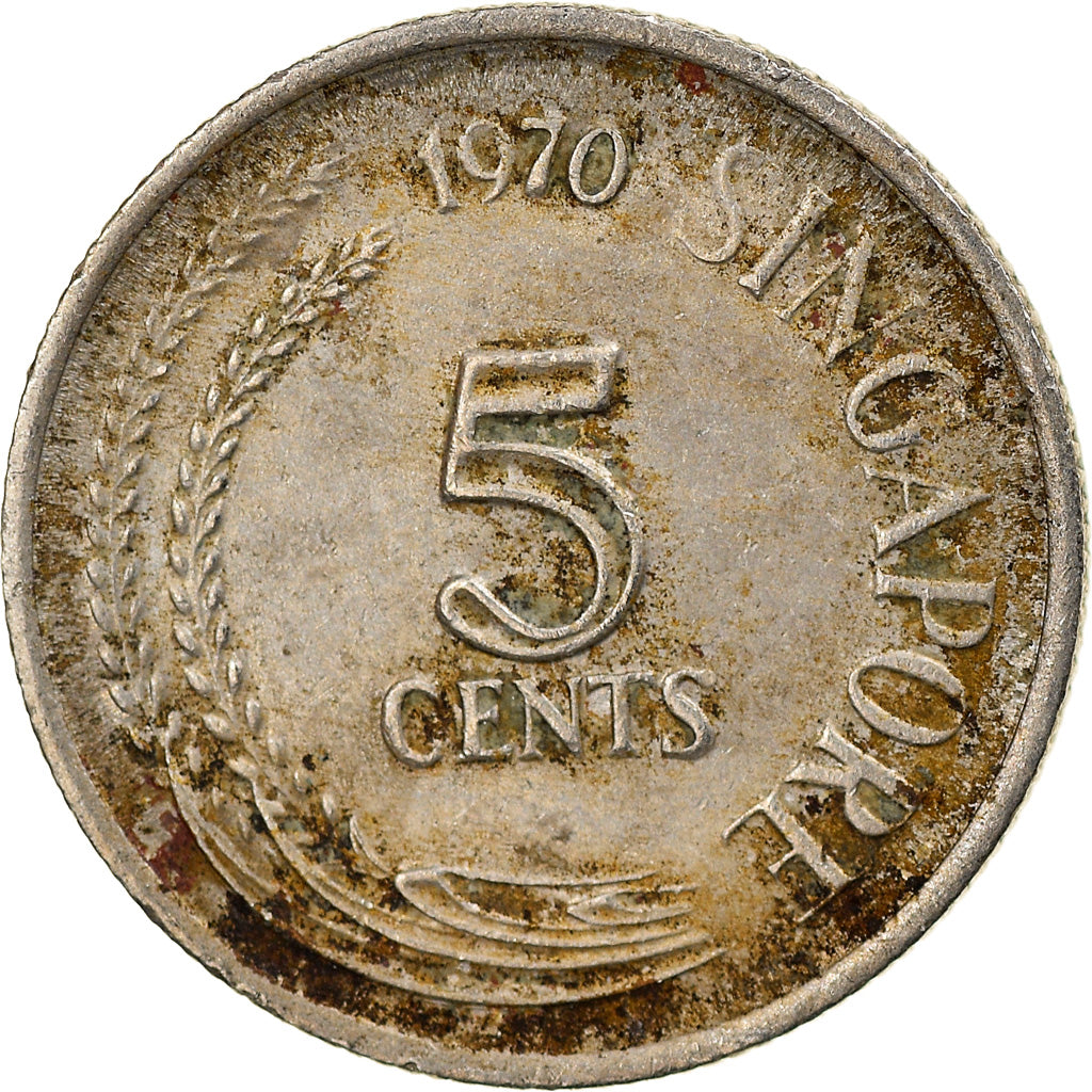 Moneta, Singapur, 5 Cents, 1970, Singapore Mint, VF(30-35), Miedź-Nikiel, KM:2