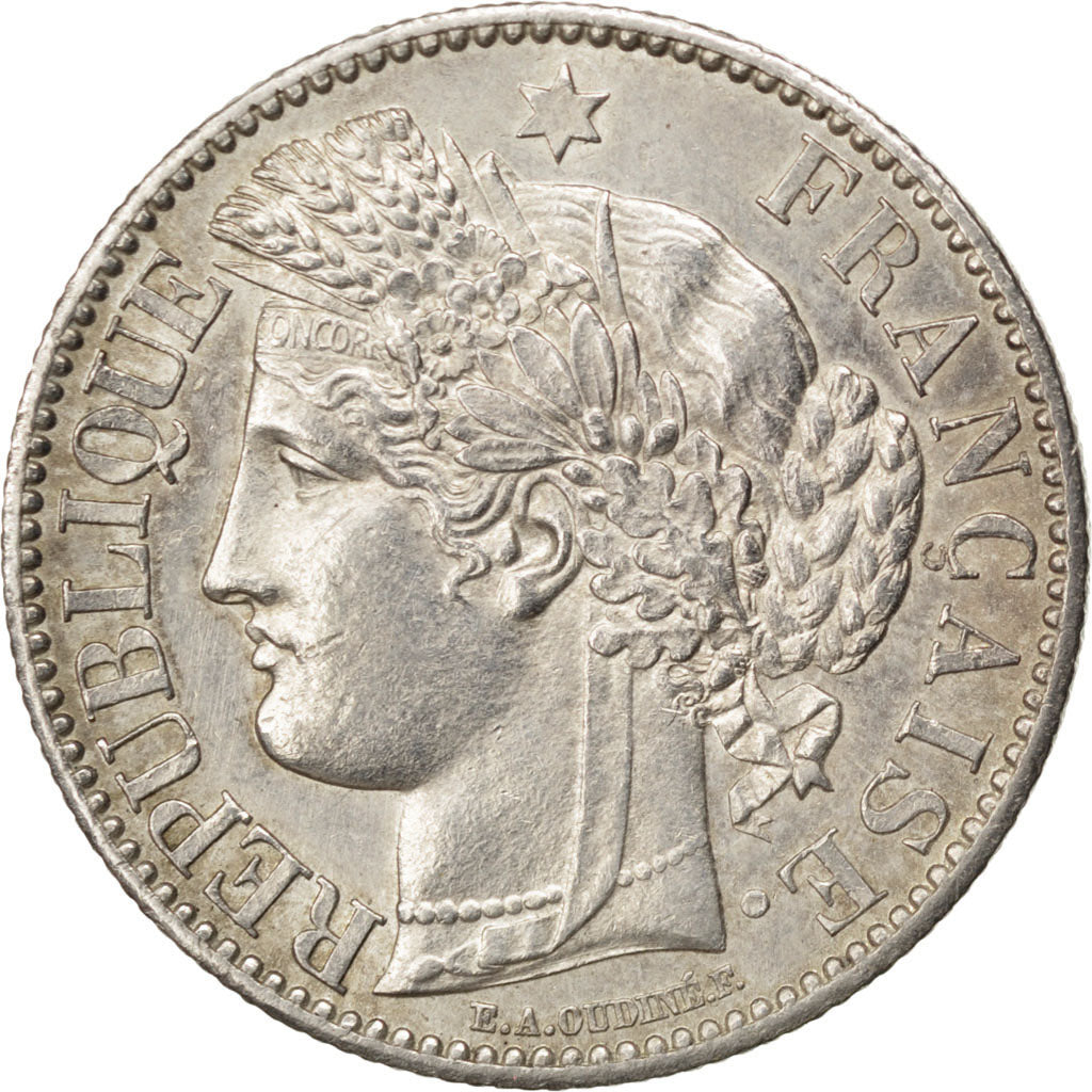 FRANCE, Cérès, 2 Francs, 1871, Paris, KM #817.1, AU(55-58), Silver, 27, Gadoury 
