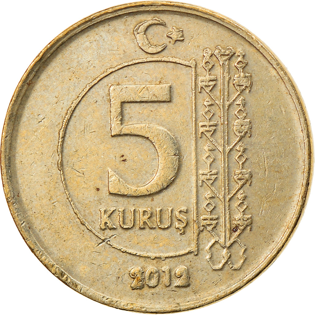 Munten, Turkije, 5 Kurus, 2012, ZF, Tin, KM:1240