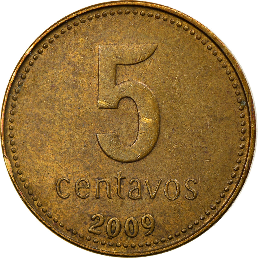 Coin, Argentina, 5 Centavos, 2009, EF(40-45), Brass plated steel, KM:109b