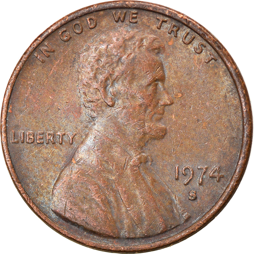 Coin, United States, Lincoln Cent, Cent, 1974, U.S. Mint, San Francisco