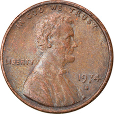 Coin, United States, Lincoln Cent, Cent, 1974, U.S. Mint, San Francisco