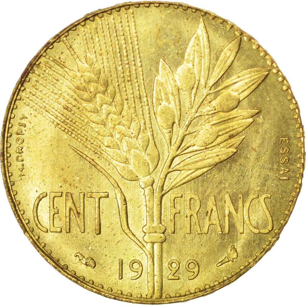 FRANCE, 100 Francs, 1929, AU(55-58), Cupro-Aluminium, Gadoury #280.4, 3.36