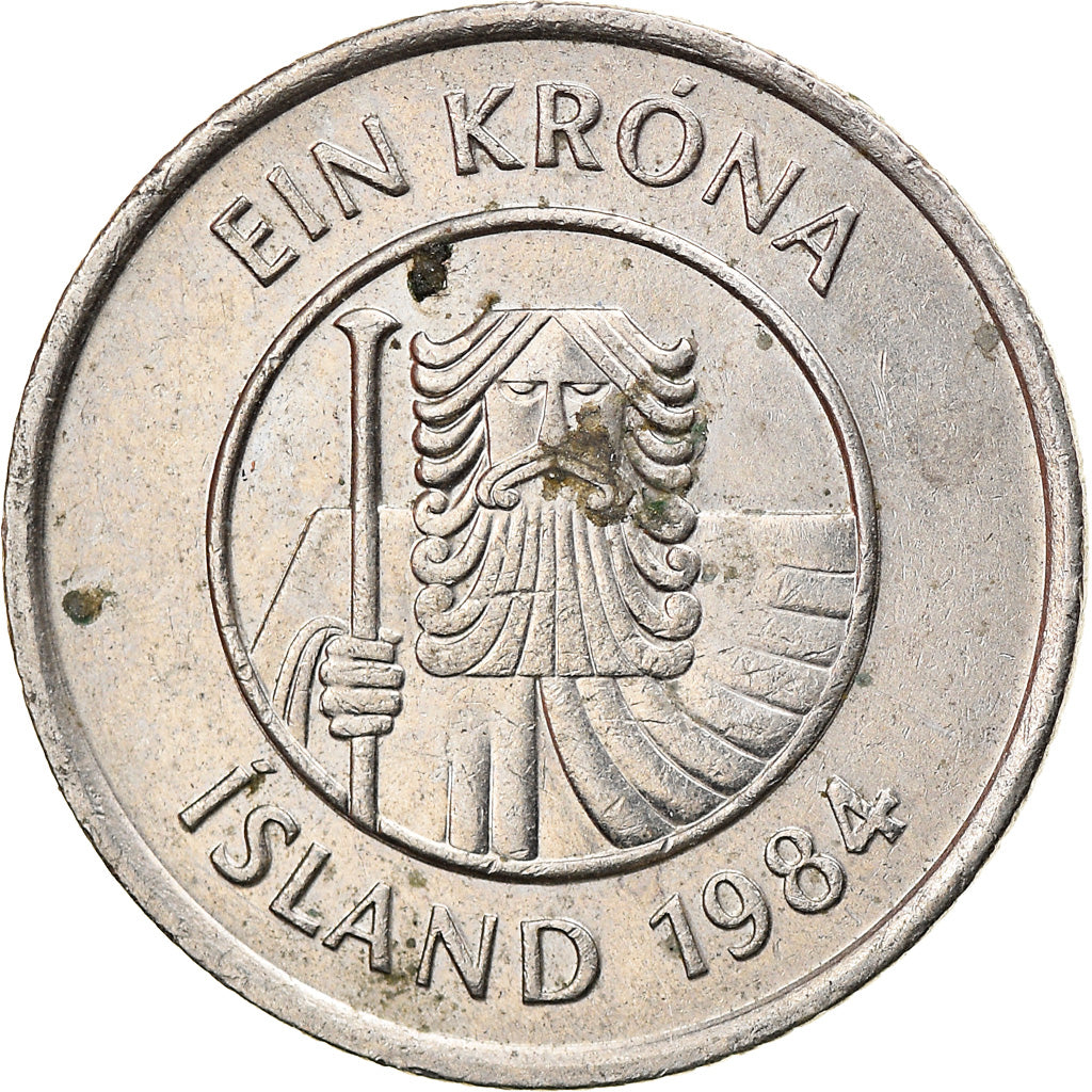 Moneda, Islandia, Krona, 1984, MBC, Cobre - níquel, KM:27