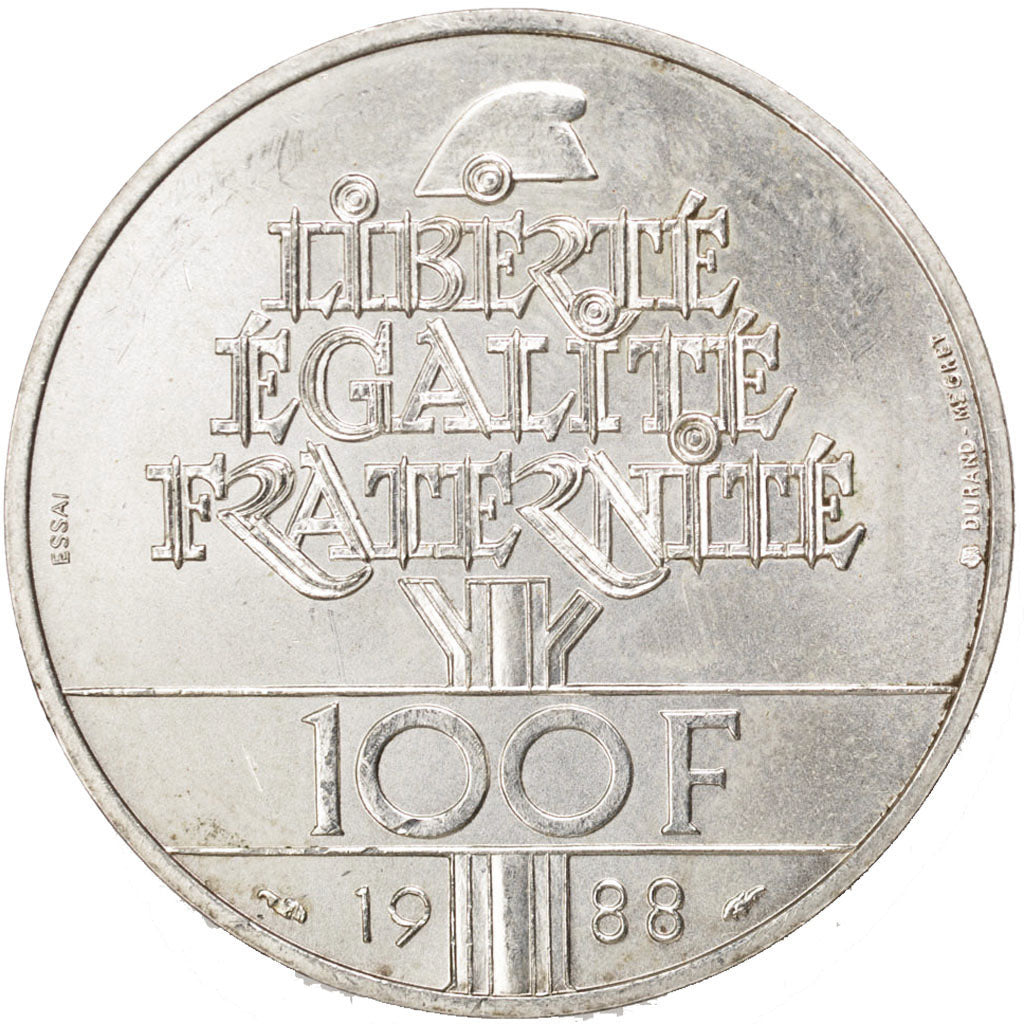 FRANCE, 100 Francs, 1988, KM #E141, MS(60-62), Silver, Gadoury #903, 15.02