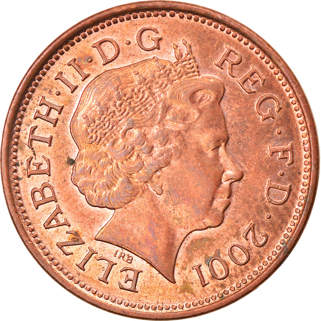 Moneda, Gran Bretaña, Elizabeth II, 2 Pence, 2001, MBC+, Cobre chapado en