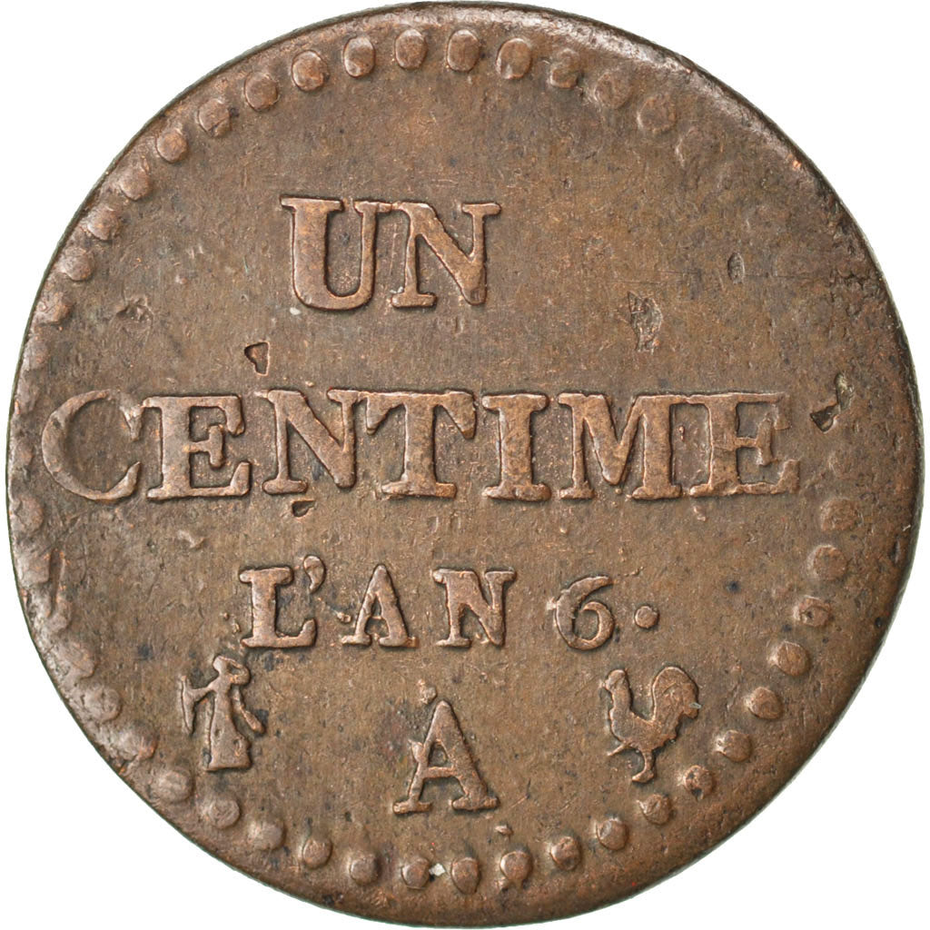 FRANCE, Dupré, Centime, 1798, Paris, KM #646, VF(30-35), Bronze, 18, Gadoury #76