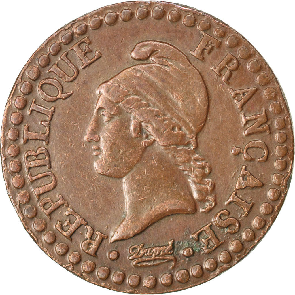 FRANCE, Dupré, Centime, 1798, Paris, KM #646, EF(40-45), Bronze, 18, Gadoury #76