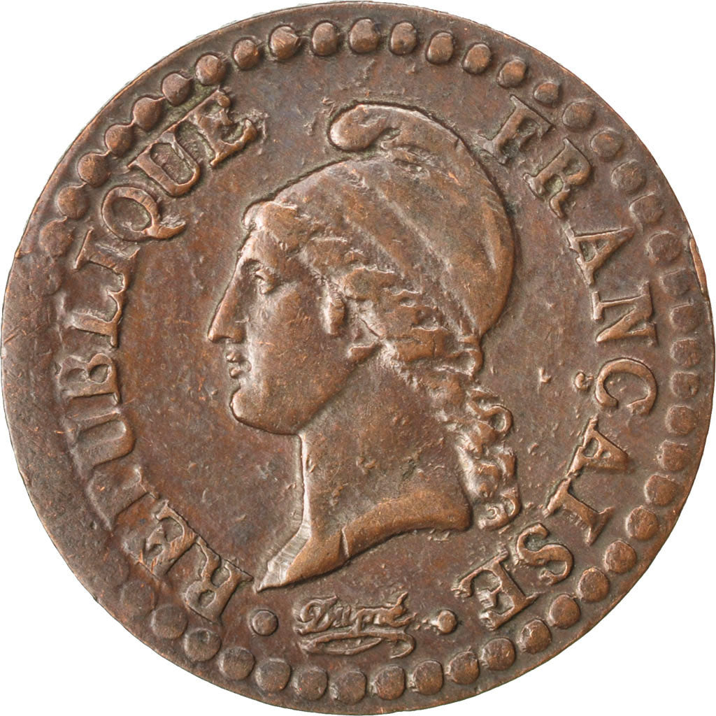 FRANCE, Dupré, Centime, 1798, Paris, KM #646, VF(30-35), Bronze, 18, Gadoury #76
