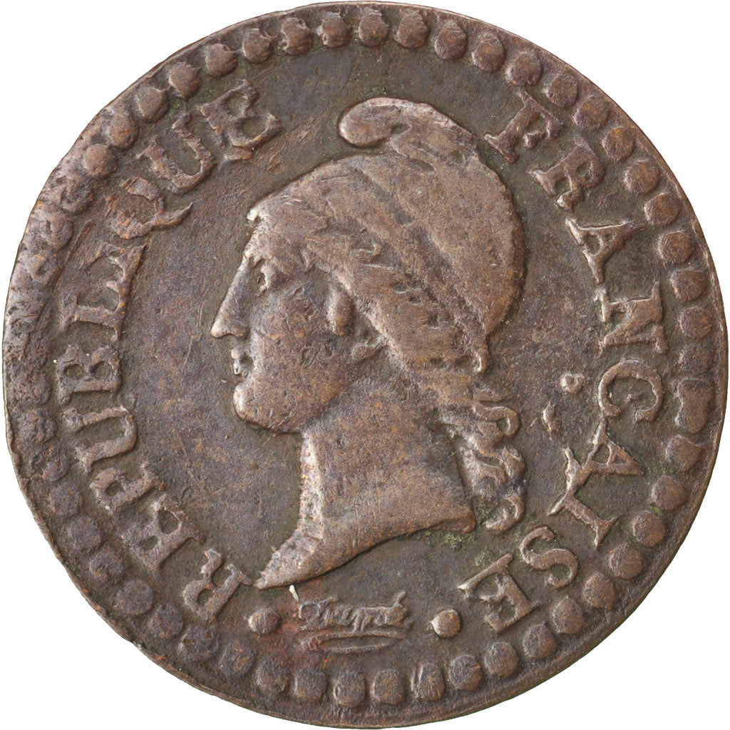 FRANCE, Dupré, Centime, 1799, Paris, KM #646, VF(20-25), Bronze, 18, Gadoury #76