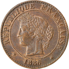 FRANCE, Cérès, Centime, 1886, Paris, KM #826.1, EF(40-45), Bronze, Gadoury #88,