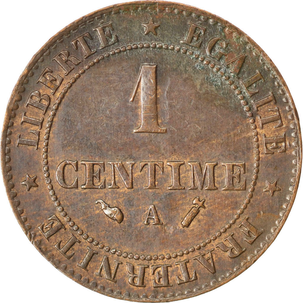 FRANCE, Cérès, Centime, 1886, Paris, KM #826.1, EF(40-45), Bronze, Gadoury #88,