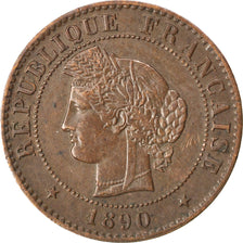 FRANCE, Cérès, Centime, 1890, Paris, KM #826.1, EF(40-45), Bronze, Gadoury #88,