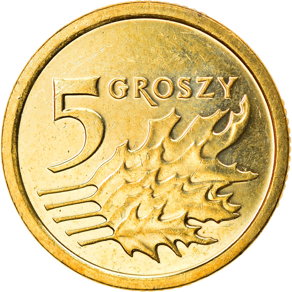 Moneda, Polonia, 5 Groszy, 2015, Warsaw, MBC+, Latón, KM:278