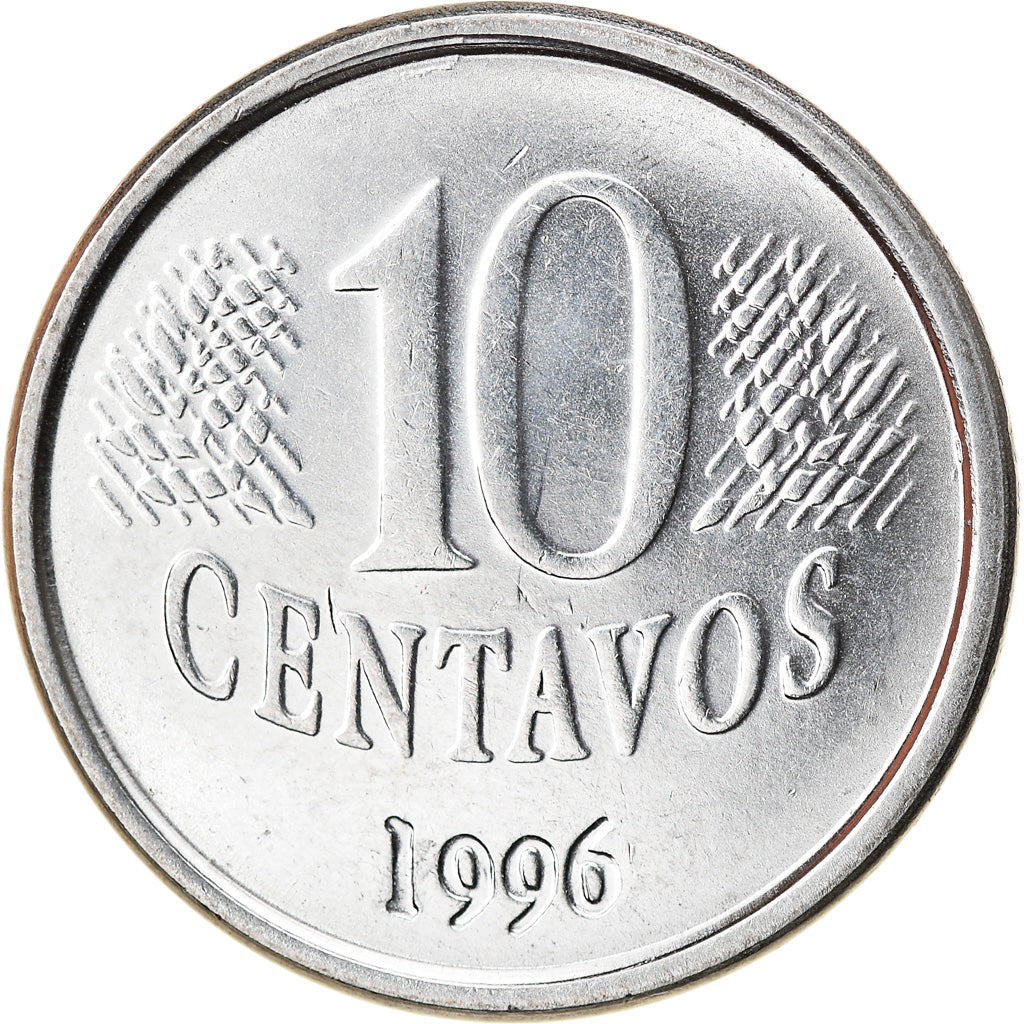 Coin, Brazil, 10 Centavos, 1996, AU(50-53), Stainless Steel, KM:633