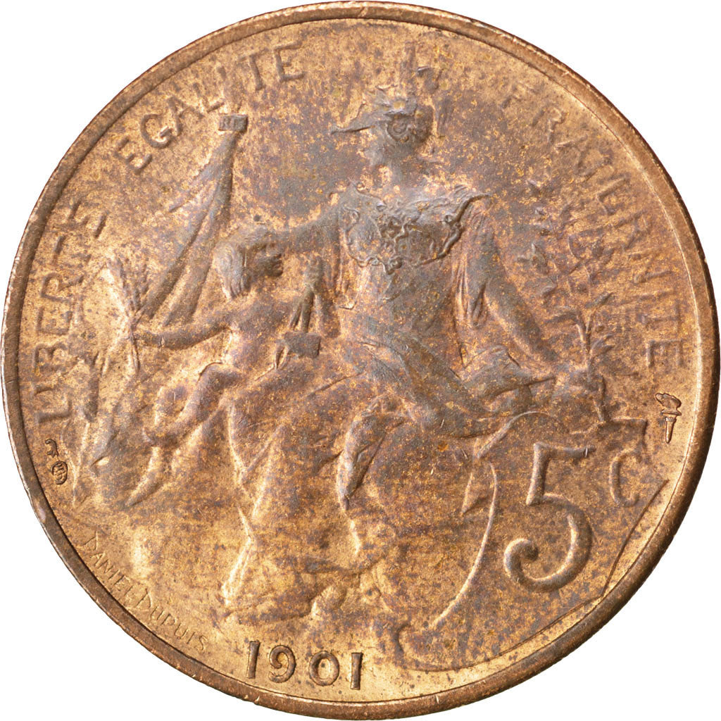Moneta, Francia, Dupuis, 5 Centimes, 1901, SPL-, Bronzo, KM:842, Gadoury:165