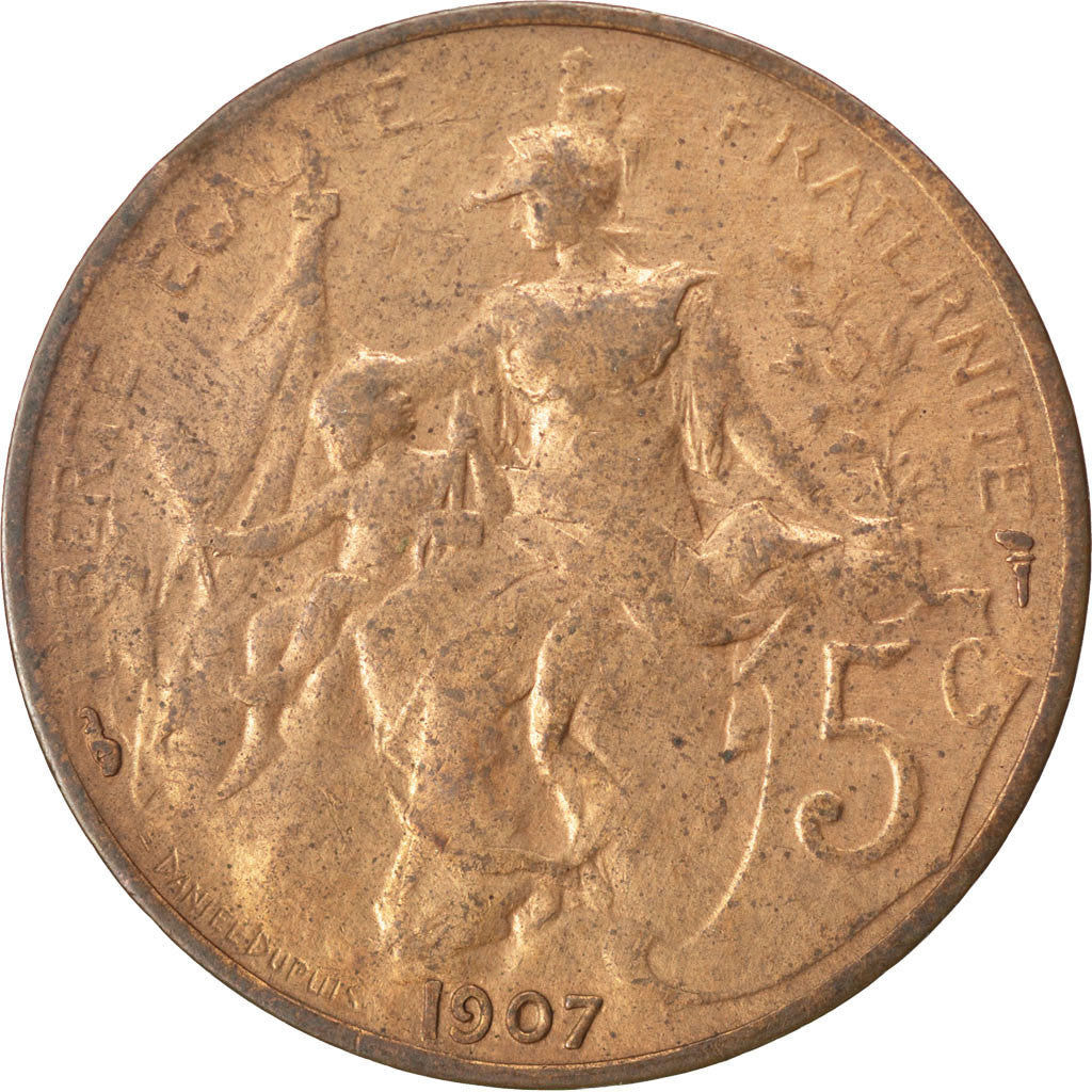 Coin, France, Dupuis, 5 Centimes, 1907, EF(40-45), Bronze, KM:842, Gadoury:165