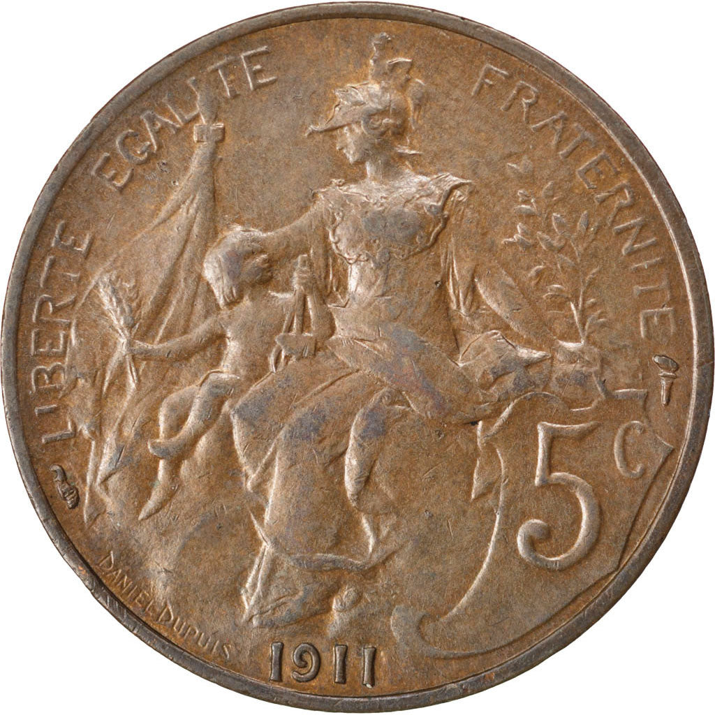 Monnaie, France, Dupuis, 5 Centimes, 1911, TTB+, Bronze, KM:842, Gadoury:165