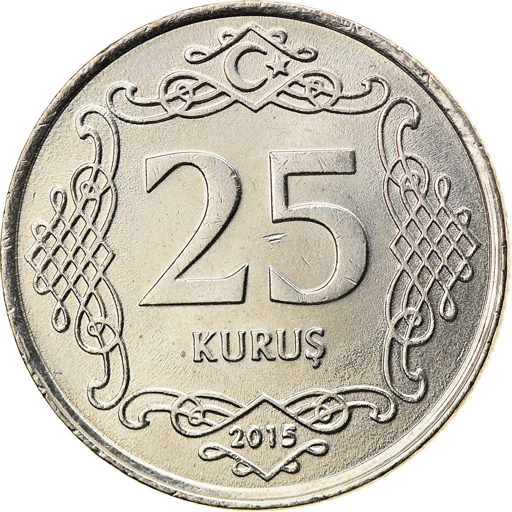 Munten, Turkije, 25 Kurus, 2015, ZF+, Copper-nickel, KM:1242