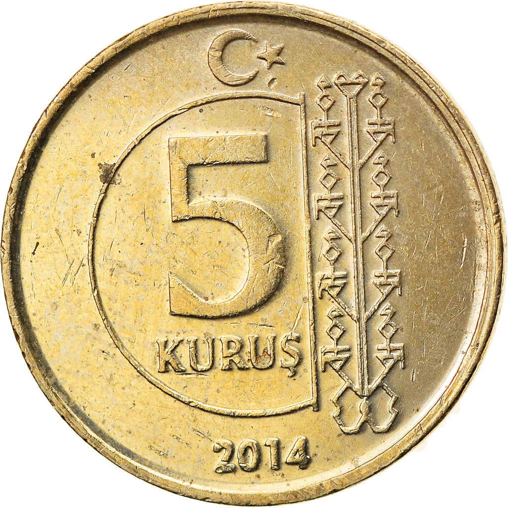 Munten, Turkije, 5 Kurus, 2014, ZF, Tin, KM:1240