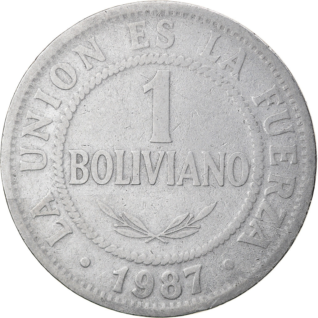 Coin, Bolivia, Boliviano, 1987, EF(40-45), Stainless Steel, KM:205
