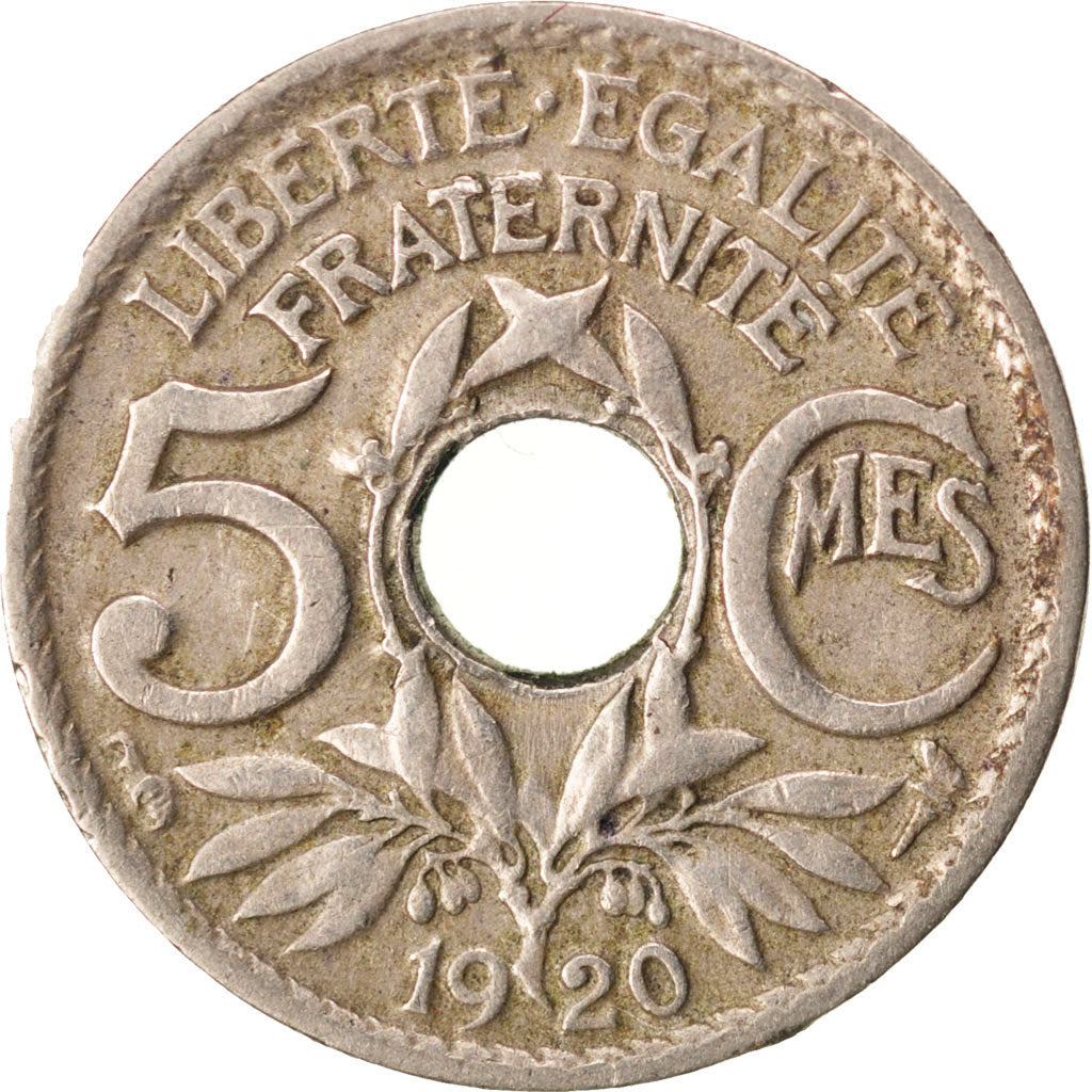 FRANCE, Lindauer, 5 Centimes, 1920, KM #875, VF(30-35), Copper-Nickel, 17,...