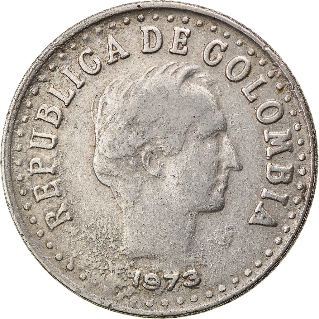 Moneta, Colombia, 20 Centavos, 1973, BB, Acciaio ricoperto in nichel, KM:246.1