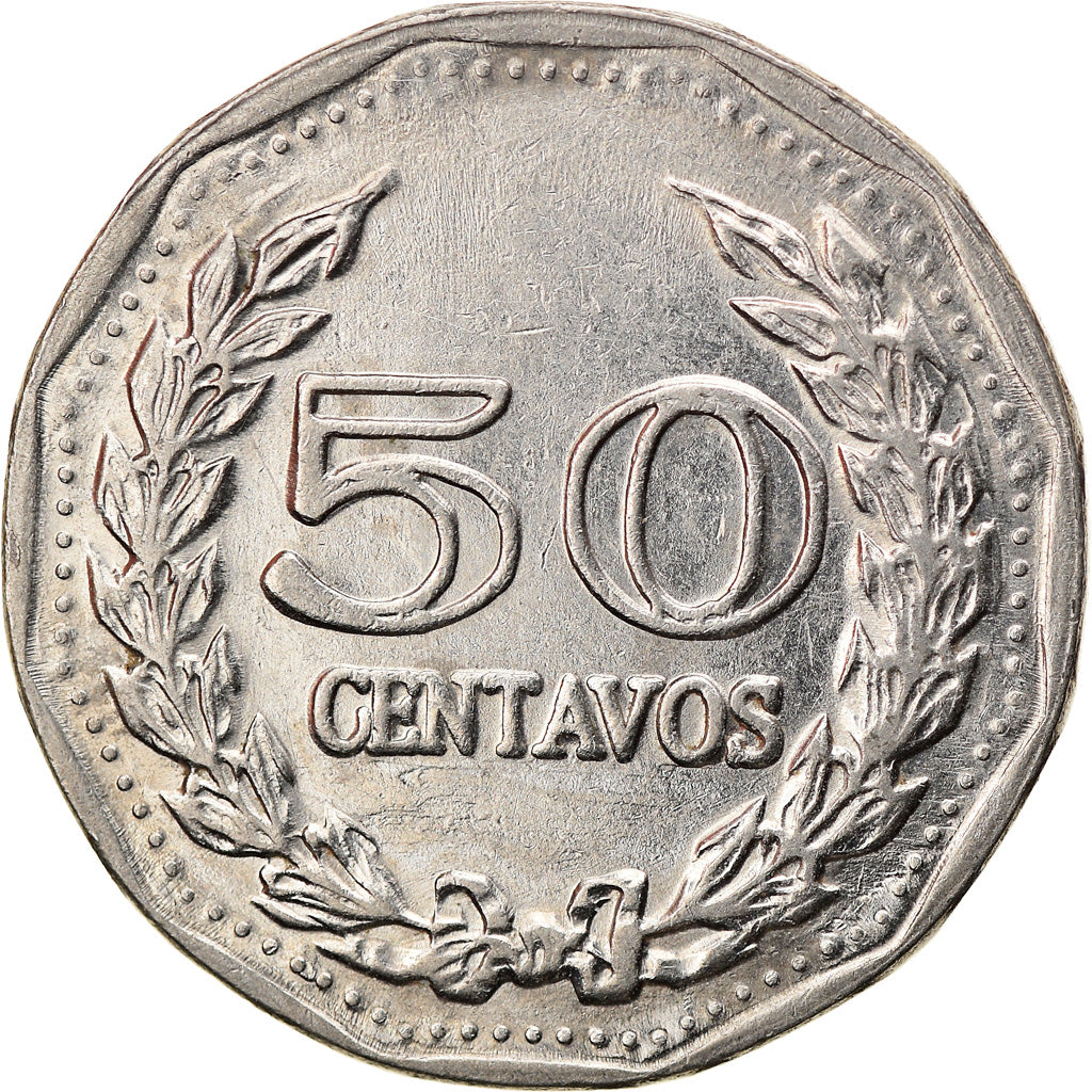 Moneta, Colombia, 50 Centavos, 1974, BB+, Acciaio ricoperto in nichel, KM:244.1