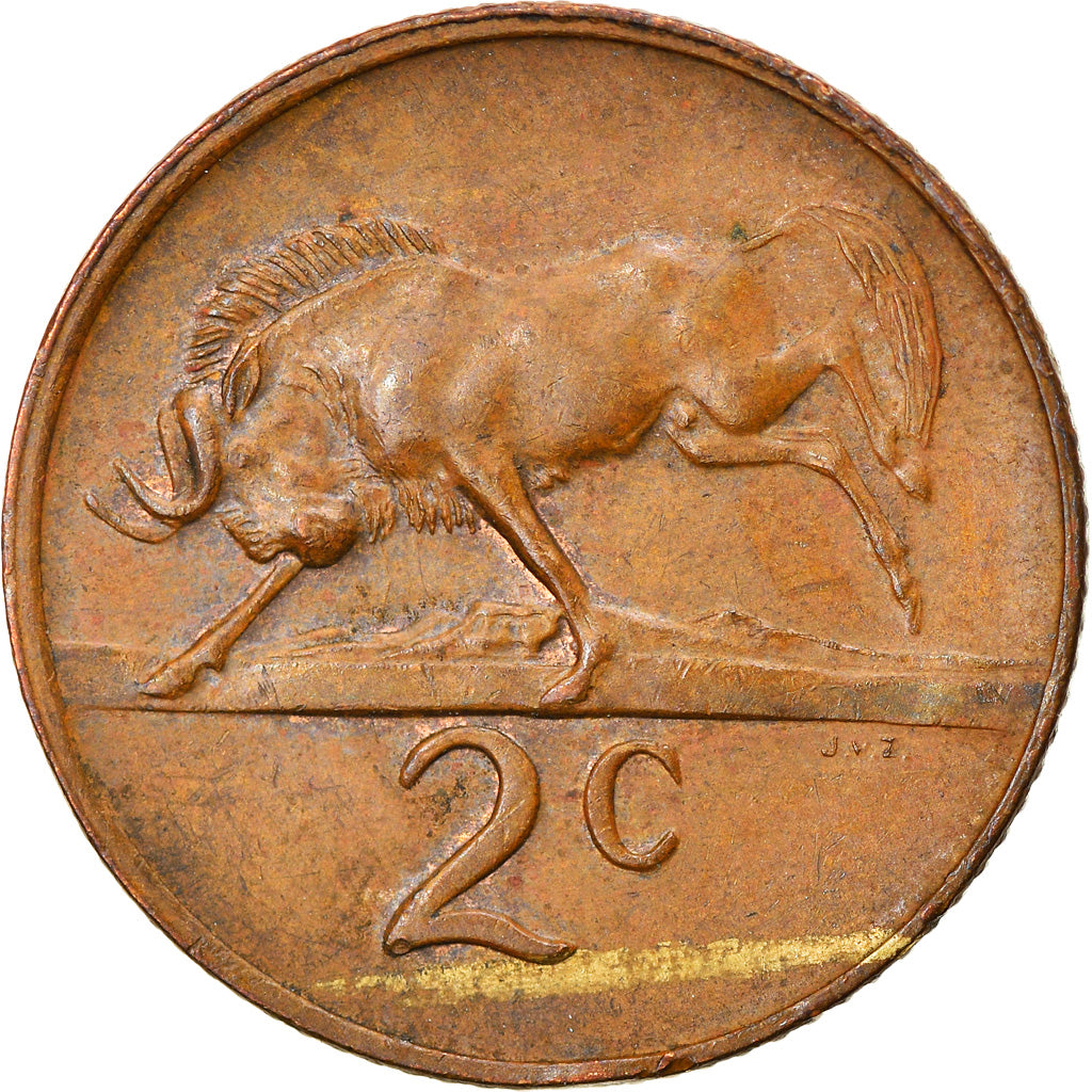 Moneda, Sudáfrica, 2 Cents, 1980, MBC, Bronce, KM:83