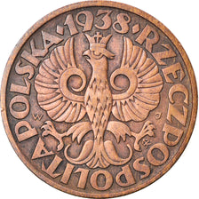 Moneda, Polonia, 5 Groszy, 1938, Warsaw, MBC, Bronce, KM:10a