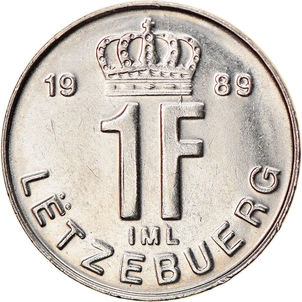 Coin, Luxembourg, Jean, Franc, 1989, EF(40-45), Nickel plated steel, KM:63