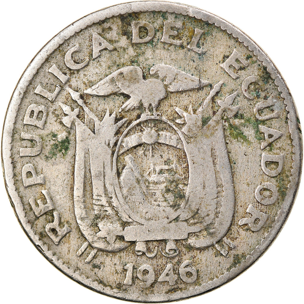 Moeda, Equador, 20 Centavos, 1946, VF(30-35), Cobre-níquel, KM:77.1b
