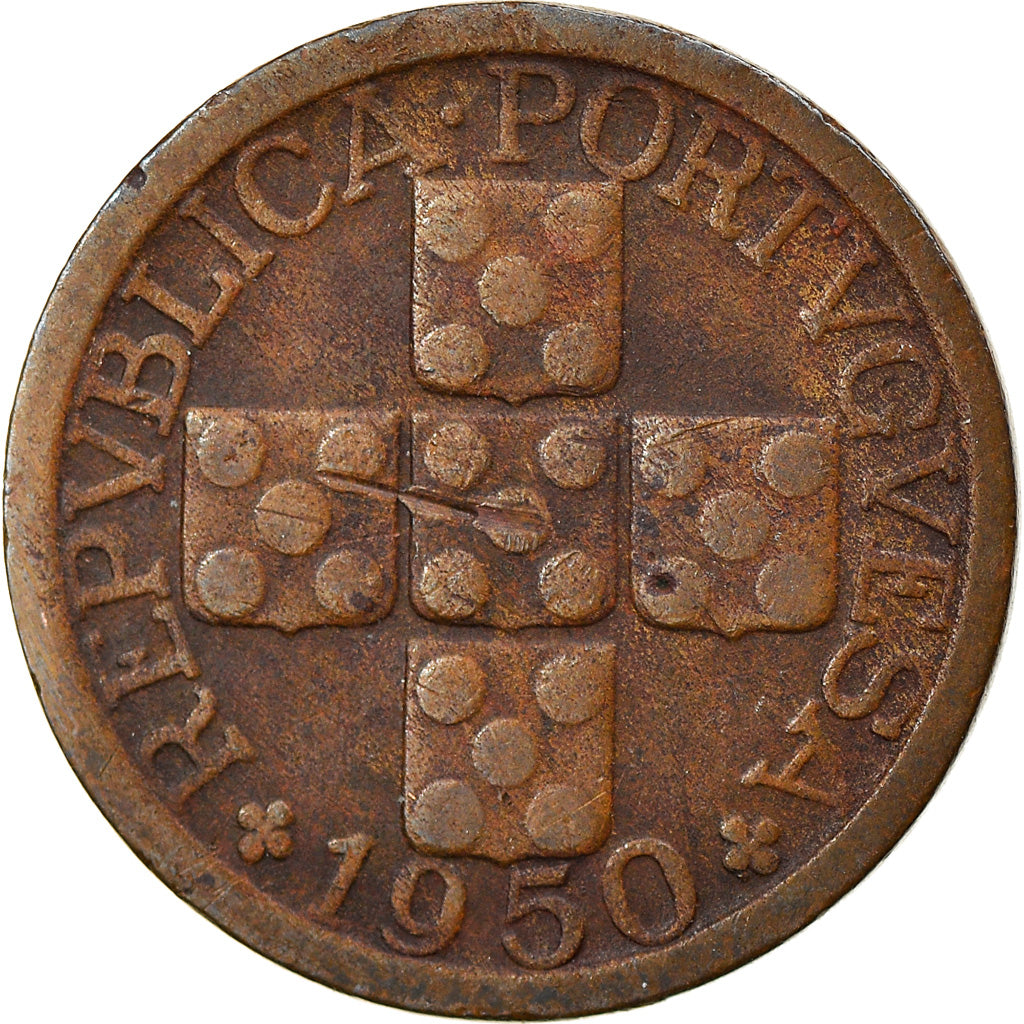 Coin, Portugal, 10 Centavos, 1950, EF(40-45), Bronze, KM:583