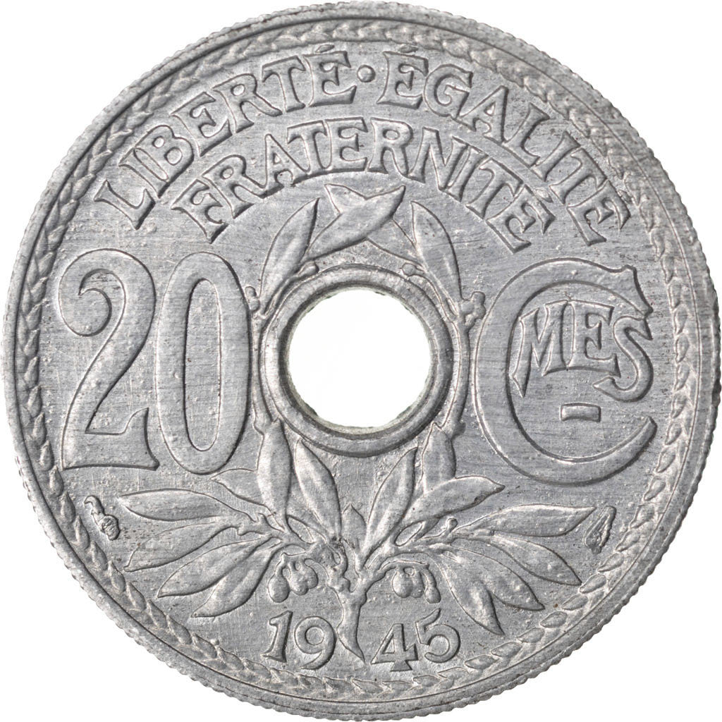 FRANCE, Lindauer, 20 Centimes, 1945, KM #907.1, MS(60-62), Zinc, Gadoury #324,..