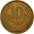 Moneda, Uruguay, 10 Centesimos, 1960, Santiago, MBC, Níquel - latón, KM:39
