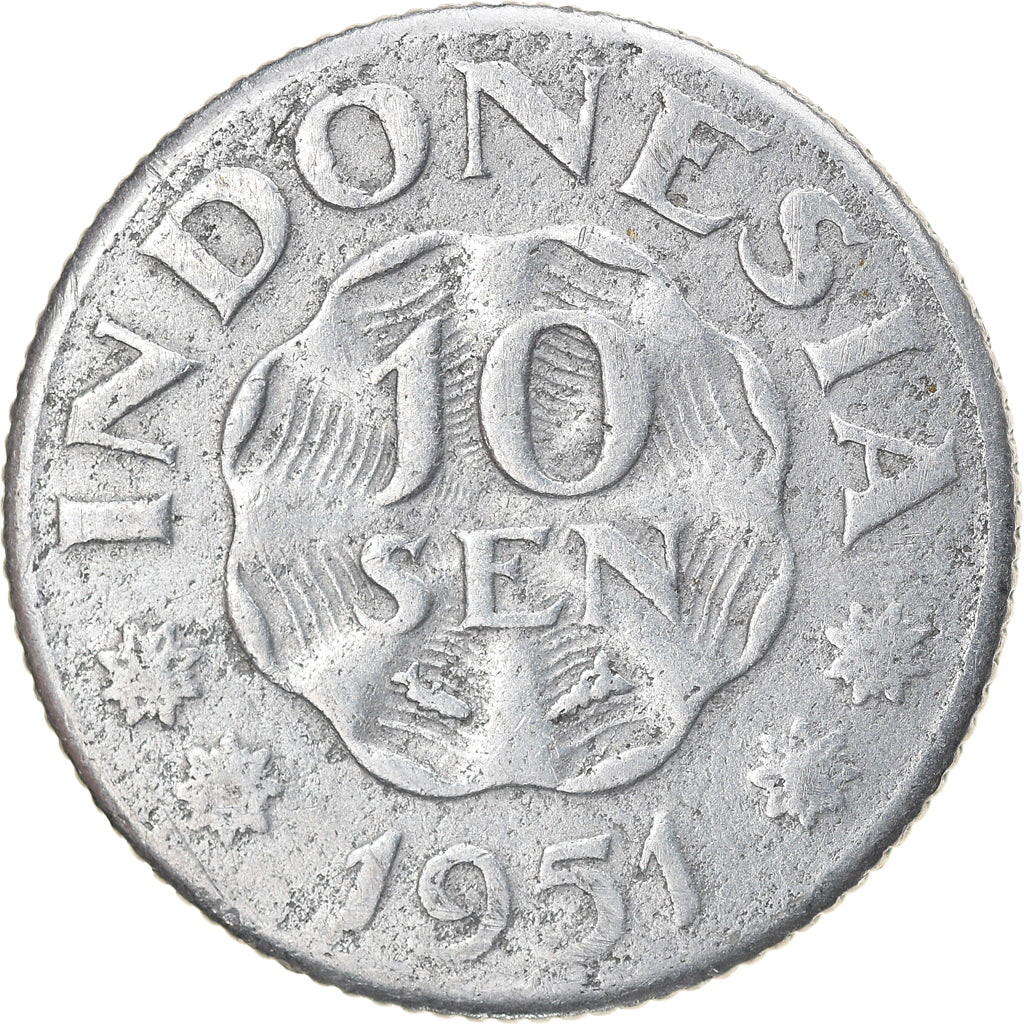 Coin, Indonesia, 10 Sen, 1951, EF(40-45), Aluminum, KM:6