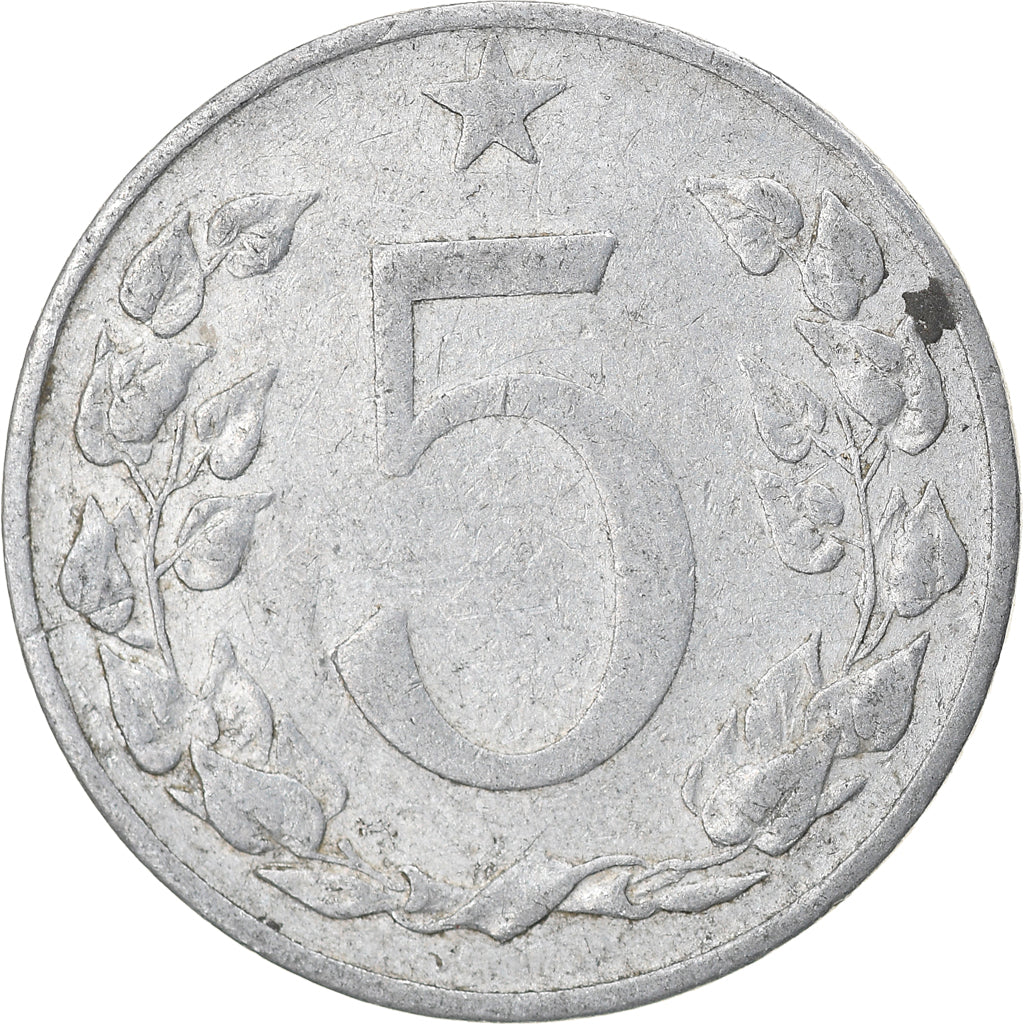 Coin, Czechoslovakia, 5 Haleru, 1953, VF(30-35), Aluminum, KM:37