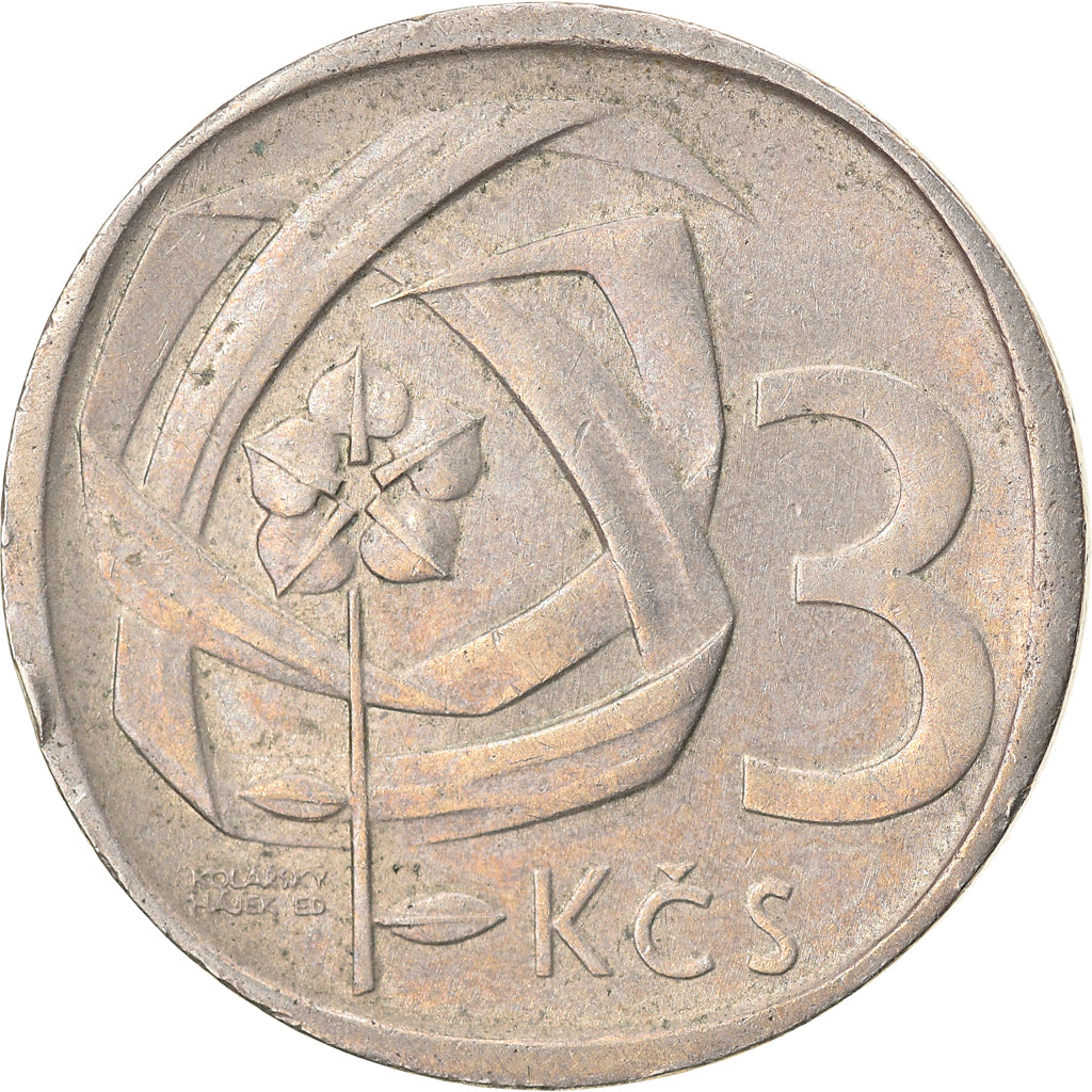 Moneda, Checoslovaquia, 3 Koruny, 1968, MBC, Cobre - níquel, KM:57