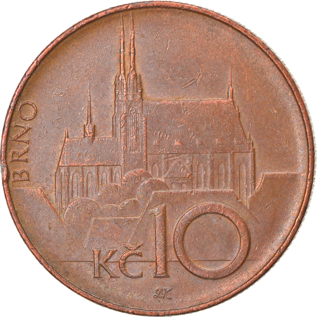 Coin, Czech Republic, 10 Korun, 1995, EF(40-45), Copper Plated Steel, KM:4