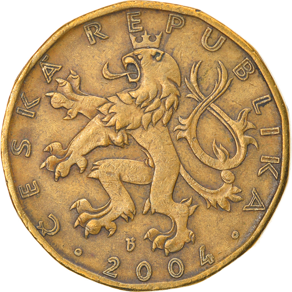 Coin, Czech Republic, 20 Korun, 2004, EF(40-45), Brass plated steel, KM:5