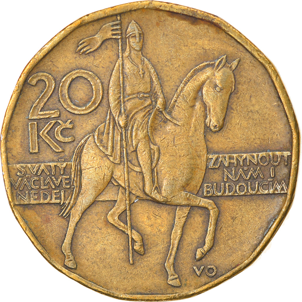 Coin, Czech Republic, 20 Korun, 2004, EF(40-45), Brass plated steel, KM:5