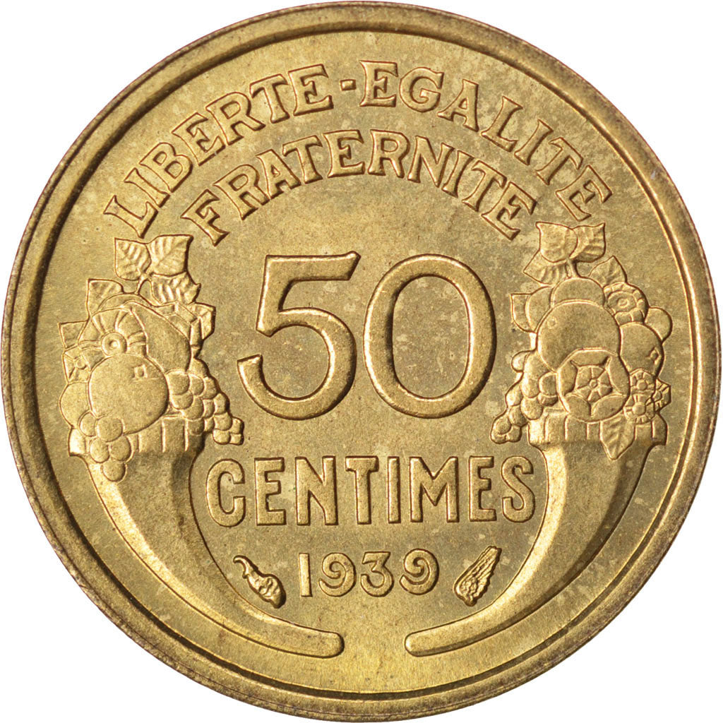 Coin, France, Morlon, 50 Centimes, 1939, MS(60-62), Aluminum-Bronze, KM:894.1