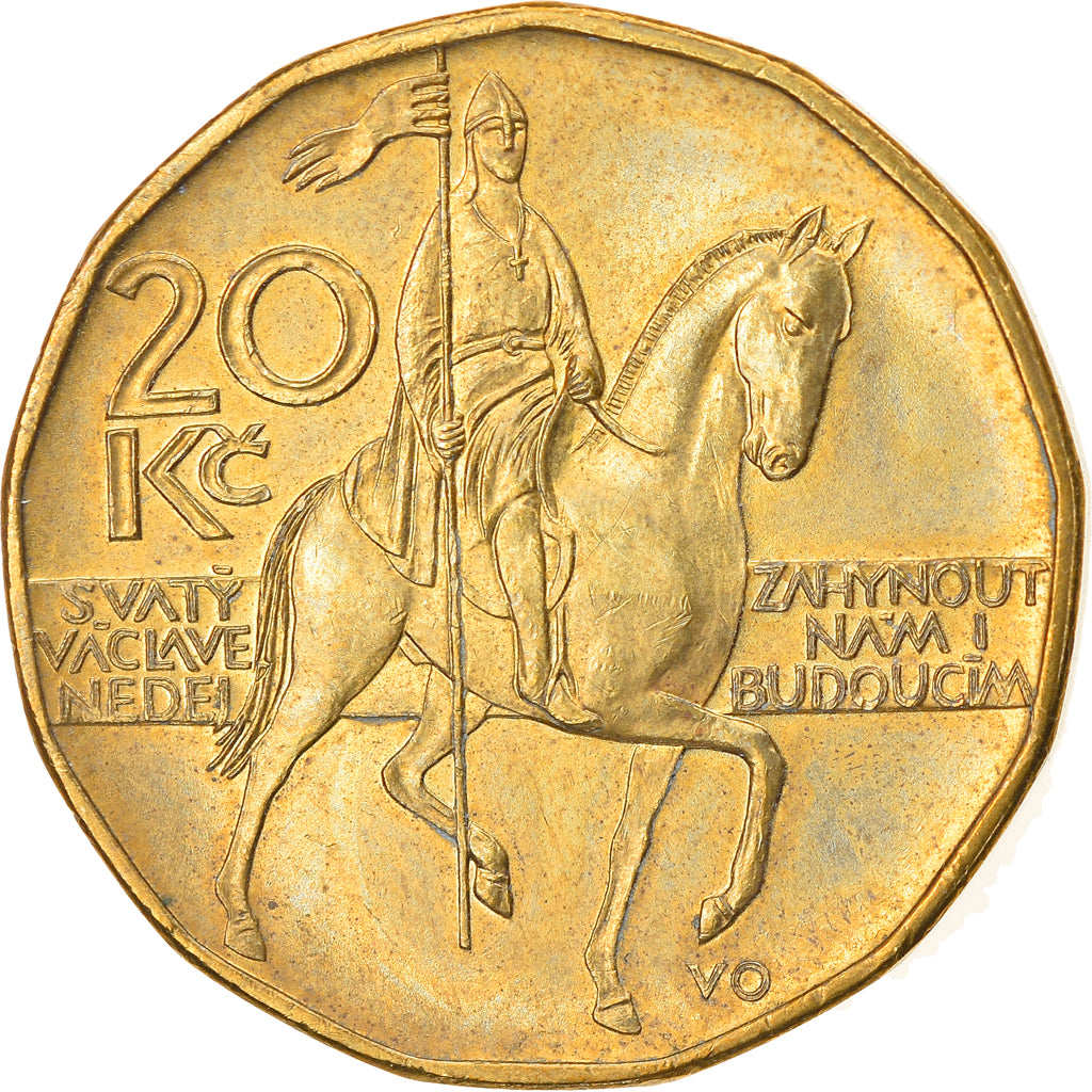Coin, Czech Republic, 20 Korun, 2017, AU(50-53), Brass plated steel, KM:5