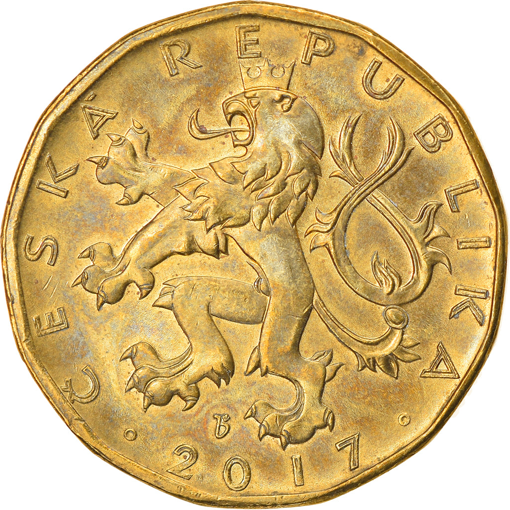 Coin, Czech Republic, 20 Korun, 2017, AU(50-53), Brass plated steel, KM:5