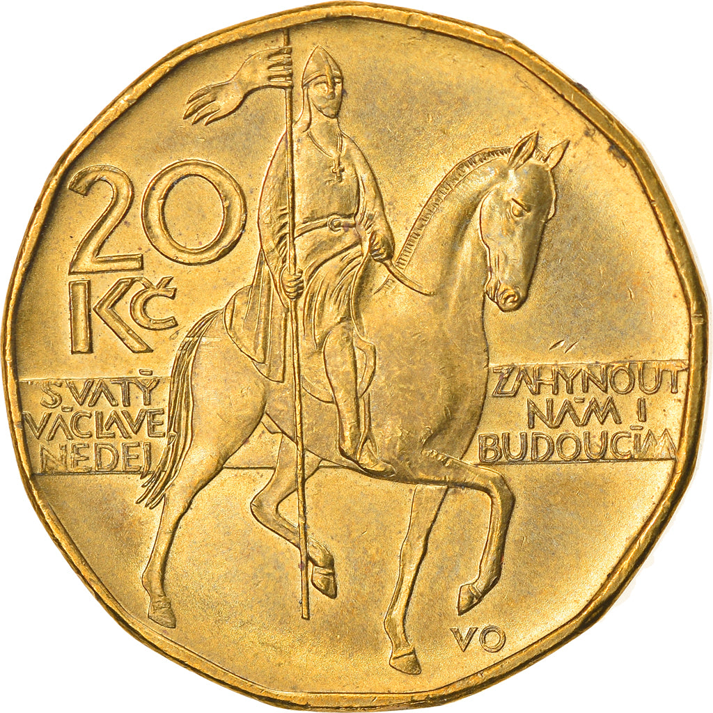 Coin, Czech Republic, 20 Korun, 2017, AU(50-53), Brass plated steel, KM:5