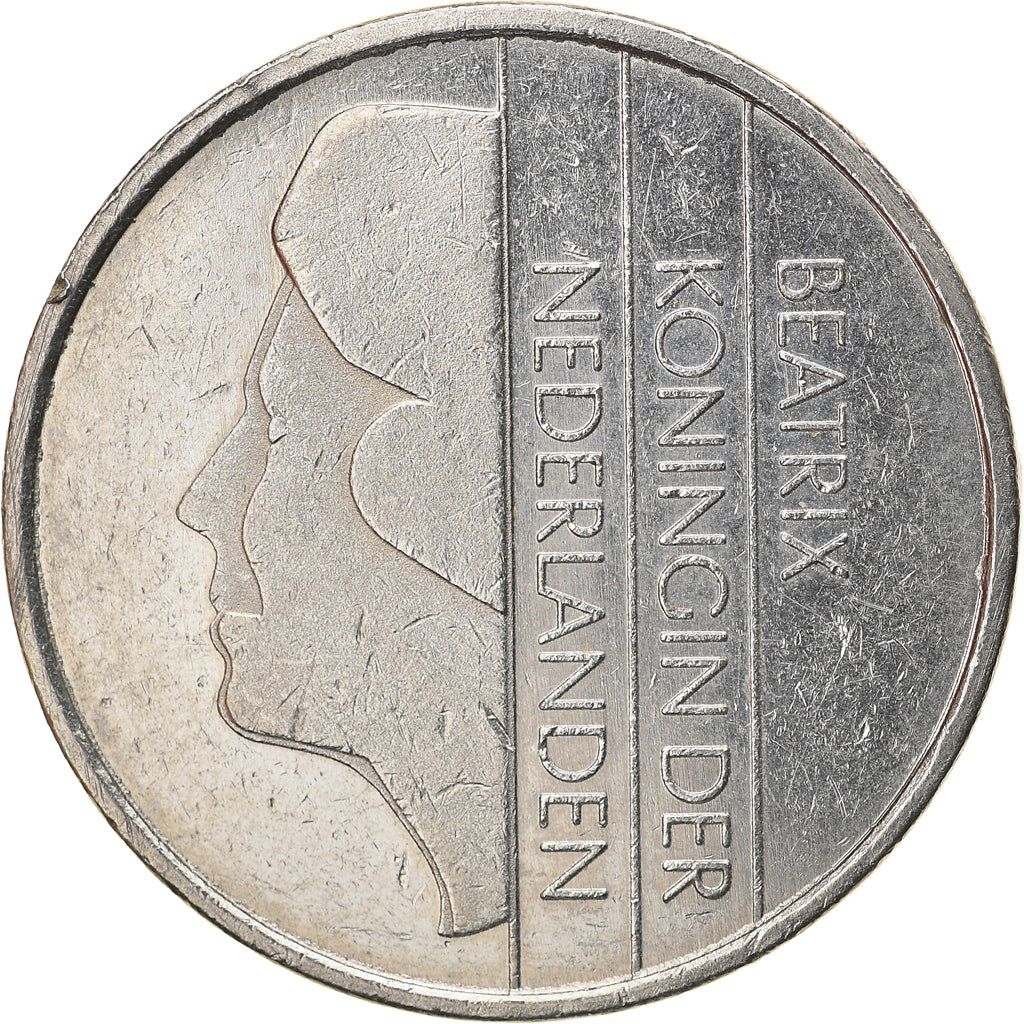 Coin, Netherlands, Beatrix, Gulden, 1990, EF(40-45), Nickel, KM:205