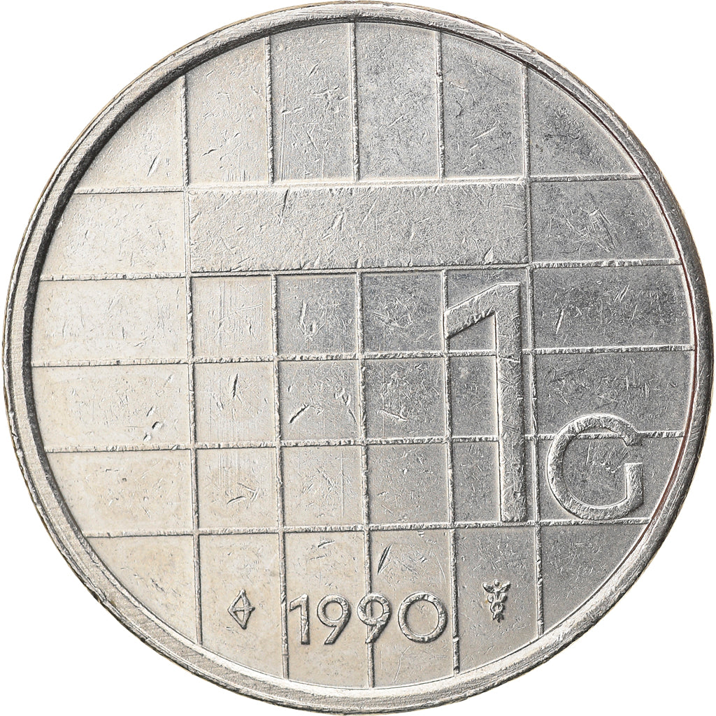 Coin, Netherlands, Beatrix, Gulden, 1990, EF(40-45), Nickel, KM:205