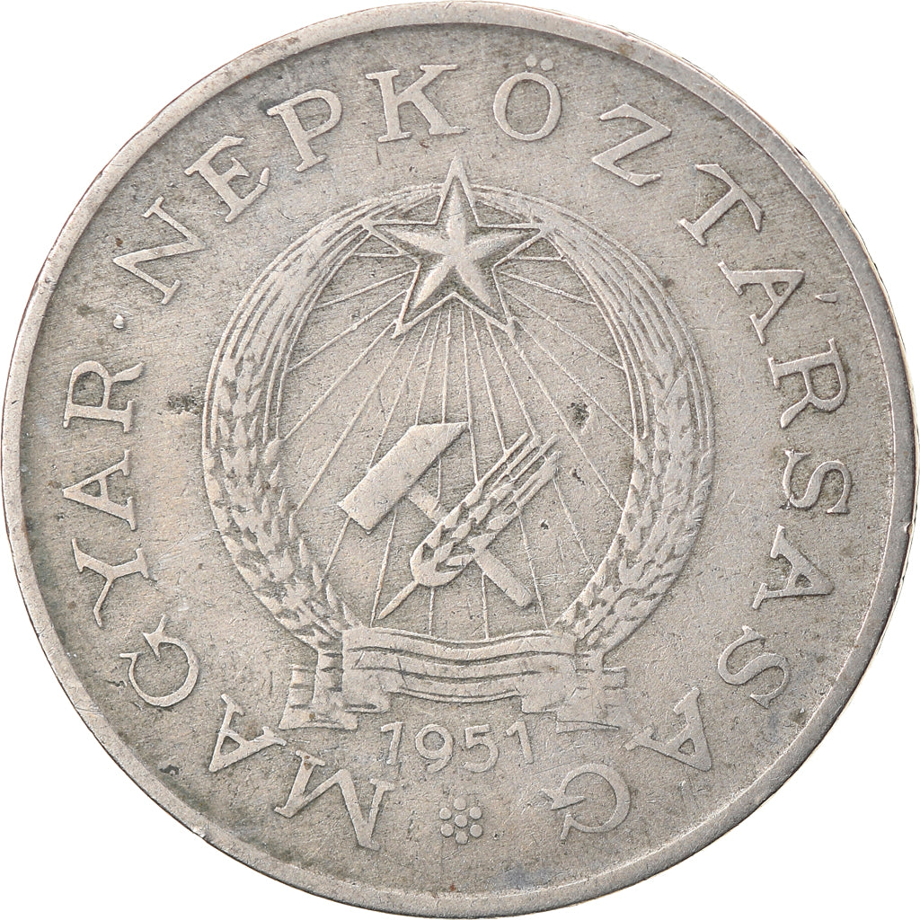 Coin, Hungary, 2 Forint, 1951, Budapest, VF(30-35), Copper-nickel, KM:548